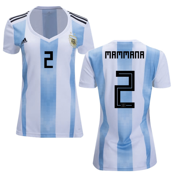 Women's Argentina #2 Mammana Home Soccer Country Jersey - Click Image to Close